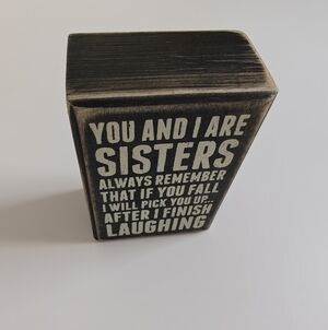 Primitives by Kathy 19450 Box Sign, 3" x 4.5", Sisters Laughing